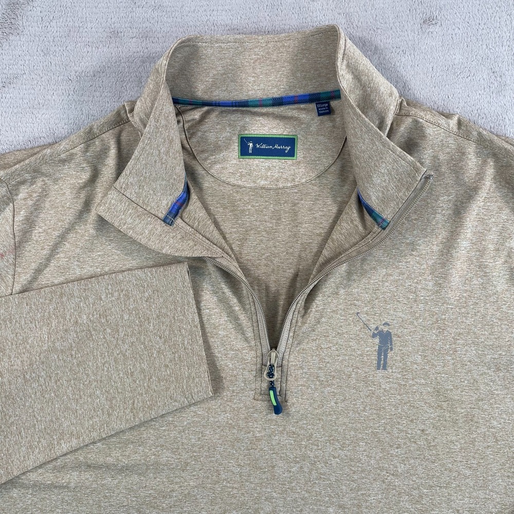William Murray Chip Shot Pullover 1/4 Zip Men 2XL Heather Brown Performance NWOT